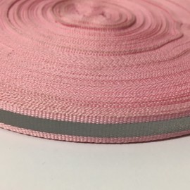 Тесьма светотражающая 1см розовый (50 метров)
