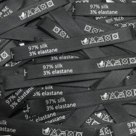 Этикетка состава атласная 10x90мм silk 97% elastane 3%  (100 штук)